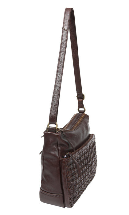 Modapelle Vintage Woven Leather  Crossbody Bag UL7857