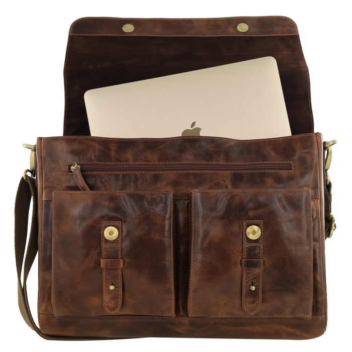 Pierre Cardin Multi-Compartment Leather Computer Bag PC4092