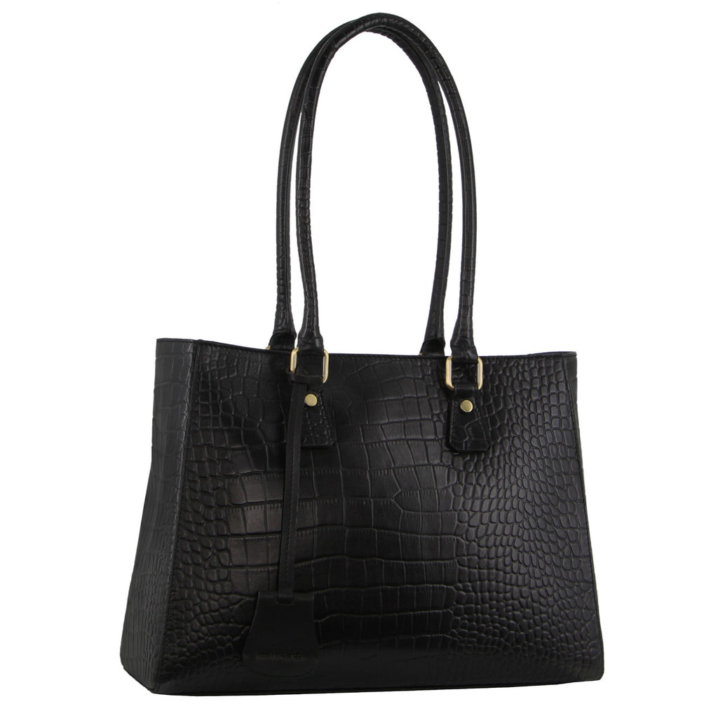 Pierre Cardin Croc Embossed Leather Tote/Laptop Bag PC3494 ...