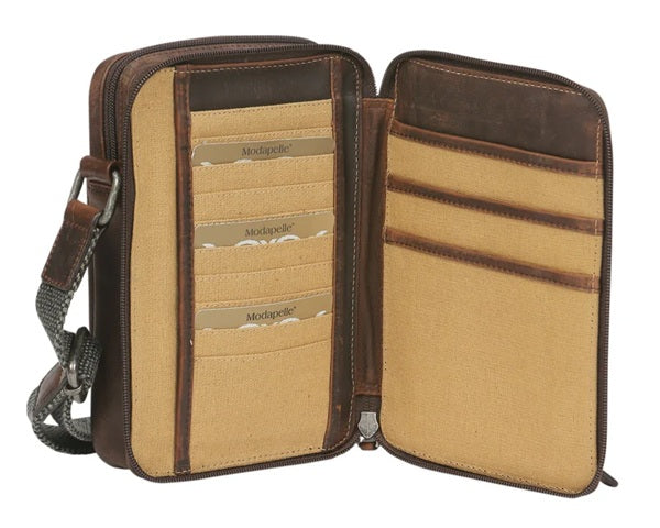 Modapelle Vintage Leather Organiser Crossbody Bag UL3954